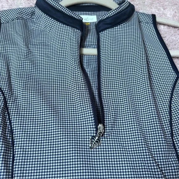 Greg Norman Womens Arielle Sleeveless Zip Golf Dress Size Small Navy Gingham - Picture 9 of 10